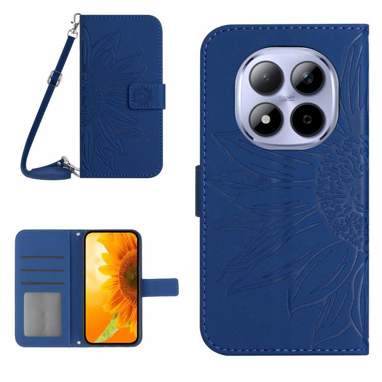 Skin Feel Sun Flower Embossed Flip Leather Phone Case with Lanyard, For Redmi A7 Pro 171mm / Poco C85x 5G, For Redmi Note 15 Pro+ 5G Global 163.3mm, For Redmi Note 15 5G Global 164mm, For Redmi Note 15 Pro 4G Global 163.2mm                             ...