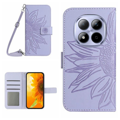 Skin Feel Sun Flower Embossed Flip Leather Phone Case with Lanyard, For Redmi A7 Pro 171mm / Poco C85x 5G, For Redmi Note 15 Pro+ 5G Global 163.3mm, For Redmi Note 15 5G Global 164mm, For Redmi Note 15 Pro 4G Global 163.2mm                             ...