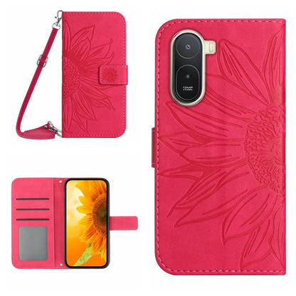 Skin Feel Sun Flower Embossed Flip Leather Phone Case with Lanyard, For Redmi A7 Pro 171mm / Poco C85x 5G, For Redmi Note 15 Pro+ 5G Global 163.3mm, For Redmi Note 15 5G Global 164mm, For Redmi Note 15 Pro 4G Global 163.2mm                             ...