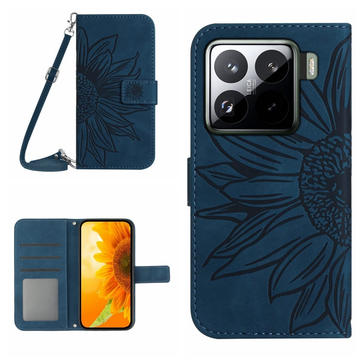 Skin Feel Sun Flower Embossed Flip Leather Phone Case with Lanyard, For Xiaomi 15 Pro, For Xiaomi 15, For Xiaomi 14T Pro 5G Global, For Xiaomi 14T 5G Global