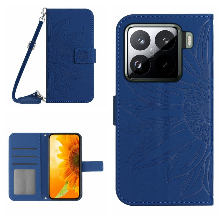 Skin Feel Sun Flower Embossed Flip Leather Phone Case with Lanyard, For Xiaomi 15 Pro, For Xiaomi 15, For Xiaomi 14T Pro 5G Global, For Xiaomi 14T 5G Global