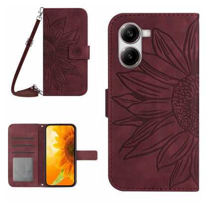 Flip Handyhülle aus Leder mit Sonnenblumenprägung und Lanyard, Für Xiaomi 15 Ultra, Für Xiaomi Poco X7 Pro, Für Xiaomi 15 Pro, Für Xiaomi 15, Für Xiaomi 14T Pro 5G Global, Für Xiaomi 14T 5G Global
