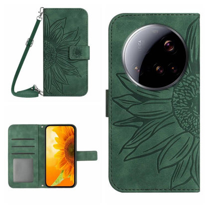 Flip Handyhülle aus Leder mit Sonnenblumenprägung und Lanyard, Für Xiaomi 15 Ultra, Für Xiaomi Poco X7 Pro, Für Xiaomi 15 Pro, Für Xiaomi 15, Für Xiaomi 14T Pro 5G Global, Für Xiaomi 14T 5G Global