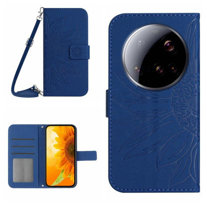 Flip Handyhülle aus Leder mit Sonnenblumenprägung und Lanyard, Für Xiaomi 15 Ultra, Für Xiaomi Poco X7 Pro, Für Xiaomi 15 Pro, Für Xiaomi 15, Für Xiaomi 14T Pro 5G Global, Für Xiaomi 14T 5G Global