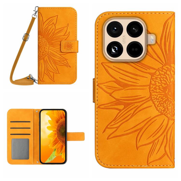 Skin Feel Sun Flower Embossed Flip Leather Phone Case with Lanyard, For Xiaomi 17T Pro 5G, For Xiaomi 17T 5G, For Xiaomi Poco X8 Pro 5G, For Xiaomi 17 Pro Max, For Xiaomi 17 Pro, For Xiaomi 17, For Xiaomi Poco M7 4G 169mm, For Xiaomi 15T Pro           ...