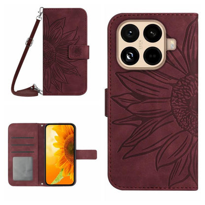 Skin Feel Sun Flower Embossed Flip Leather Phone Case with Lanyard, For Xiaomi 17T Pro 5G, For Xiaomi 17T 5G, For Xiaomi Poco X8 Pro 5G, For Xiaomi 17 Pro Max, For Xiaomi 17 Pro, For Xiaomi 17, For Xiaomi Poco M7 4G 169mm, For Xiaomi 15T Pro           ...