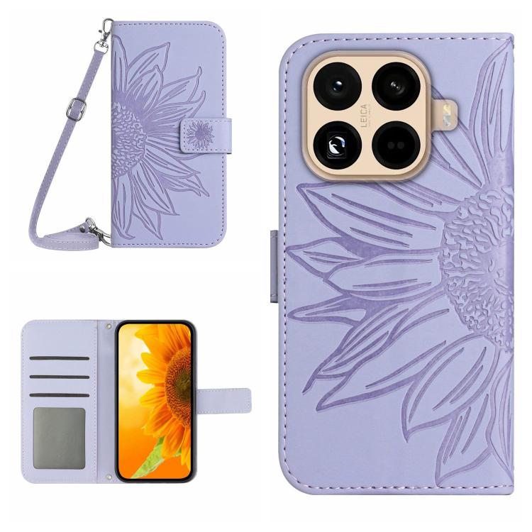 Skin Feel Sun Flower Embossed Flip Leather Phone Case with Lanyard, For Xiaomi 17T Pro 5G, For Xiaomi 17T 5G, For Xiaomi Poco X8 Pro 5G, For Xiaomi 17 Pro Max, For Xiaomi 17 Pro, For Xiaomi 17, For Xiaomi Poco M7 4G 169mm, For Xiaomi 15T Pro           ...