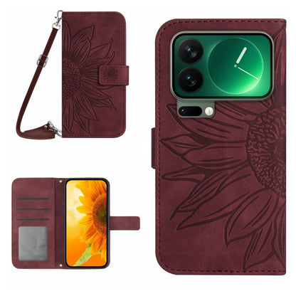 Skin Feel Sun Flower Embossed Flip Leather Phone Case with Lanyard, For Xiaomi 17T Pro 5G, For Xiaomi 17T 5G, For Xiaomi Poco X8 Pro 5G, For Xiaomi 17 Pro Max, For Xiaomi 17 Pro, For Xiaomi 17, For Xiaomi Poco M7 4G 169mm, For Xiaomi 15T Pro           ...