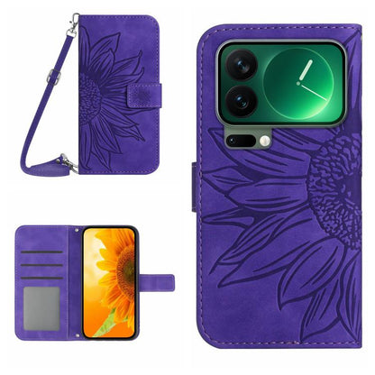 Skin Feel Sun Flower Embossed Flip Leather Phone Case with Lanyard, For Xiaomi 17T Pro 5G, For Xiaomi 17T 5G, For Xiaomi Poco X8 Pro 5G, For Xiaomi 17 Pro Max, For Xiaomi 17 Pro, For Xiaomi 17, For Xiaomi Poco M7 4G 169mm, For Xiaomi 15T Pro           ...