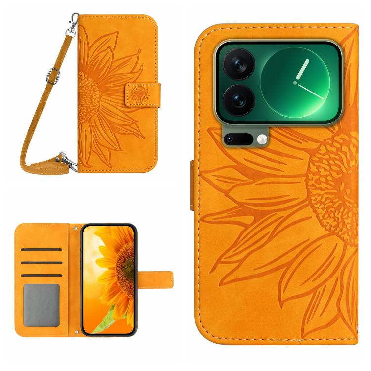 Skin Feel Sun Flower Embossed Flip Leather Phone Case with Lanyard, For Xiaomi 17T Pro 5G, For Xiaomi 17T 5G, For Xiaomi Poco X8 Pro 5G, For Xiaomi 17 Pro Max, For Xiaomi 17 Pro, For Xiaomi 17, For Xiaomi Poco M7 4G 169mm, For Xiaomi 15T Pro           ...