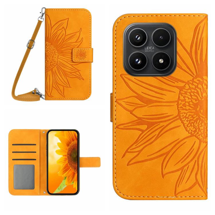 Skin Feel Sun Flower Embossed Flip Leather Phone Case with Lanyard, For Xiaomi 17T Pro 5G, For Xiaomi 17T 5G, For Xiaomi Poco X8 Pro 5G, For Xiaomi 17 Pro Max, For Xiaomi 17 Pro, For Xiaomi 17, For Xiaomi Poco M7 4G 169mm, For Xiaomi 15T Pro           ...