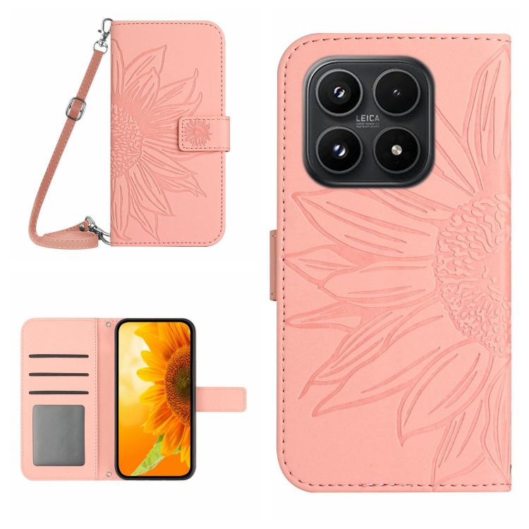 Skin Feel Sun Flower Embossed Flip Leather Phone Case with Lanyard, For Xiaomi 17T Pro 5G, For Xiaomi 17T 5G, For Xiaomi Poco X8 Pro 5G, For Xiaomi 17 Pro Max, For Xiaomi 17 Pro, For Xiaomi 17, For Xiaomi Poco M7 4G 169mm, For Xiaomi 15T Pro           ...