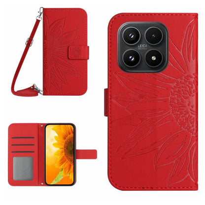 Skin Feel Sun Flower Embossed Flip Leather Phone Case with Lanyard, For Xiaomi 17T Pro 5G, For Xiaomi 17T 5G, For Xiaomi Poco X8 Pro 5G, For Xiaomi 17 Pro Max, For Xiaomi 17 Pro, For Xiaomi 17, For Xiaomi Poco M7 4G 169mm, For Xiaomi 15T Pro           ...