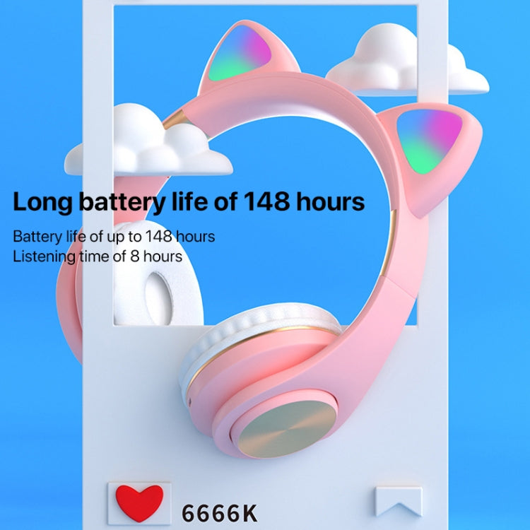 Cat Ears Bluetooth Wireless Headphones Gaming Headset with Light