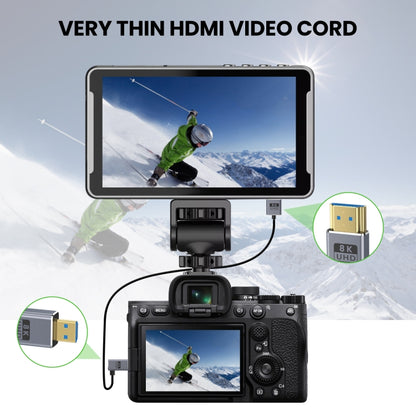 30cm Coaxial Micro HDMI to HDMI 8K UHD 48Gbps Video Connection Cable, 30cm Right Elbow, 30cm Straight Head, 30cm Left Elbow