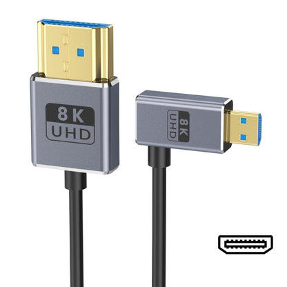 60cm Coaxial Micro HDMI to HDMI 8K UHD 48Gbps Video Connection Cable, 60cm Right Elbow, 60cm Straight Head, 60cm Left Elbow