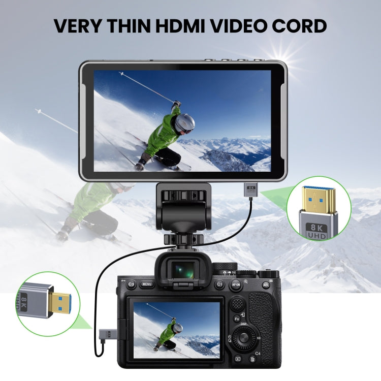 60cm Coaxial Micro HDMI to HDMI 8K UHD 48Gbps Video Connection Cable, 60cm Right Elbow, 60cm Straight Head, 60cm Left Elbow