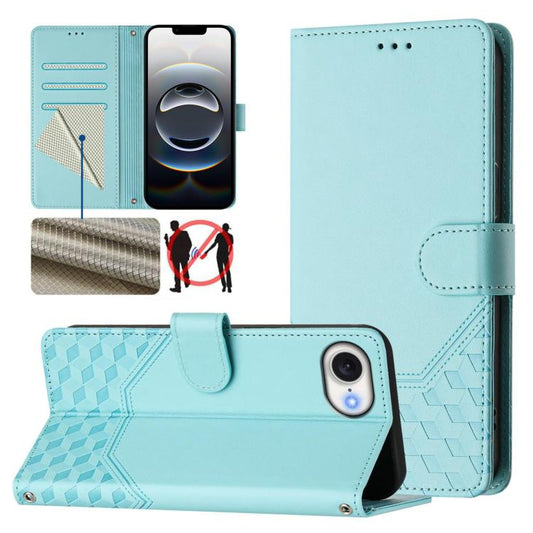 Honeycomb Embossing RFID Leather Phone Case, For iPhone 17e / 16e, For iPhone 17 Pro Max, For iPhone 17 Pro, For iPhone 17, For iPhone Air, For iPhone 16 Pro Max, For iPhone 16 Pro, For iPhone 16 Plus, For iPhone 16, For iPhone 15 Pro Max              ...