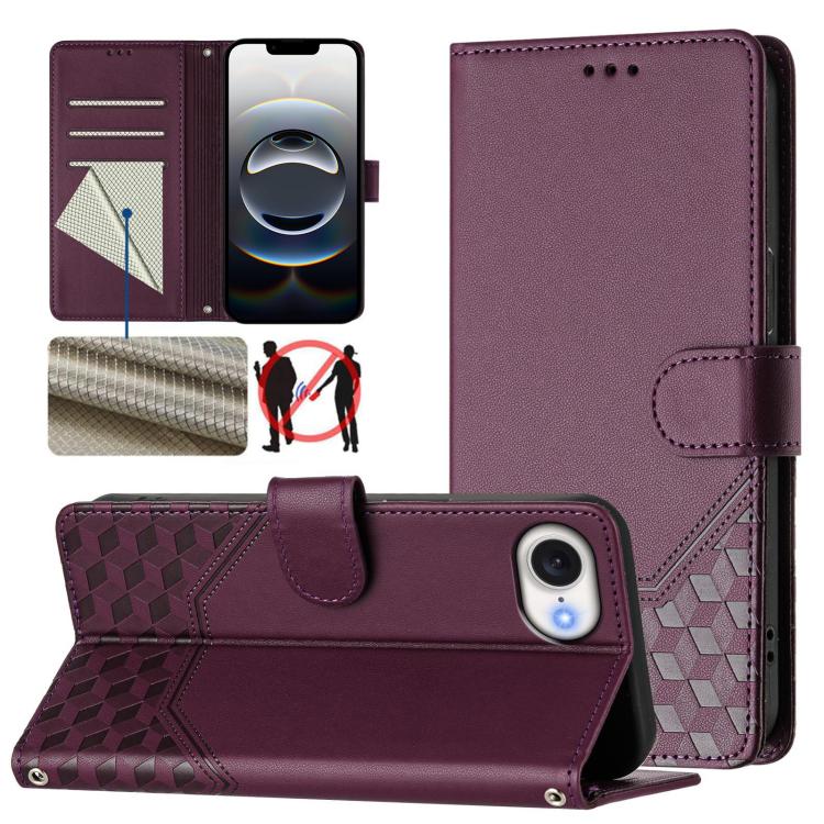 Honeycomb Embossing RFID Leather Phone Case