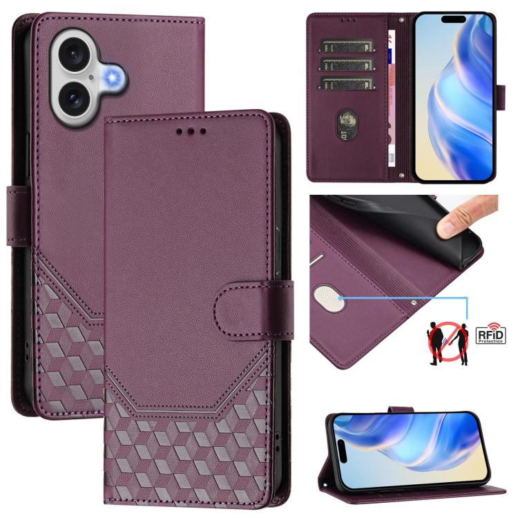 Honeycomb Embossing RFID Leather Phone Case