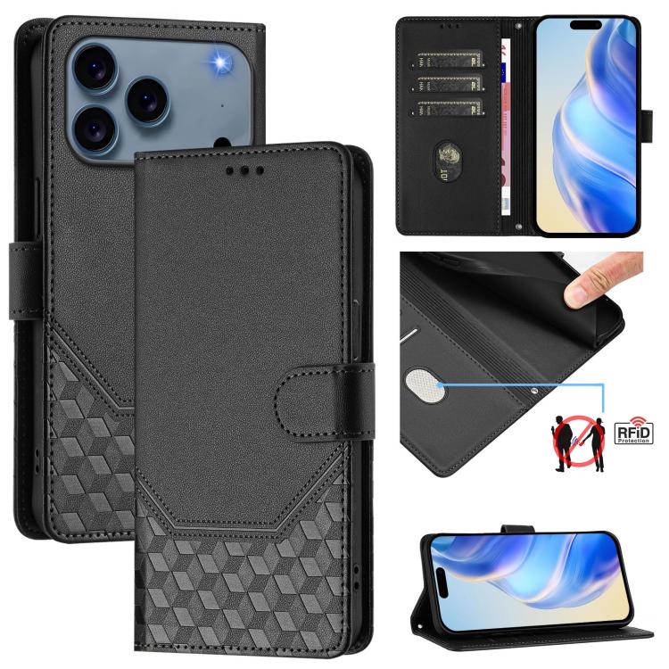 Honeycomb Embossing RFID Leather Phone Case