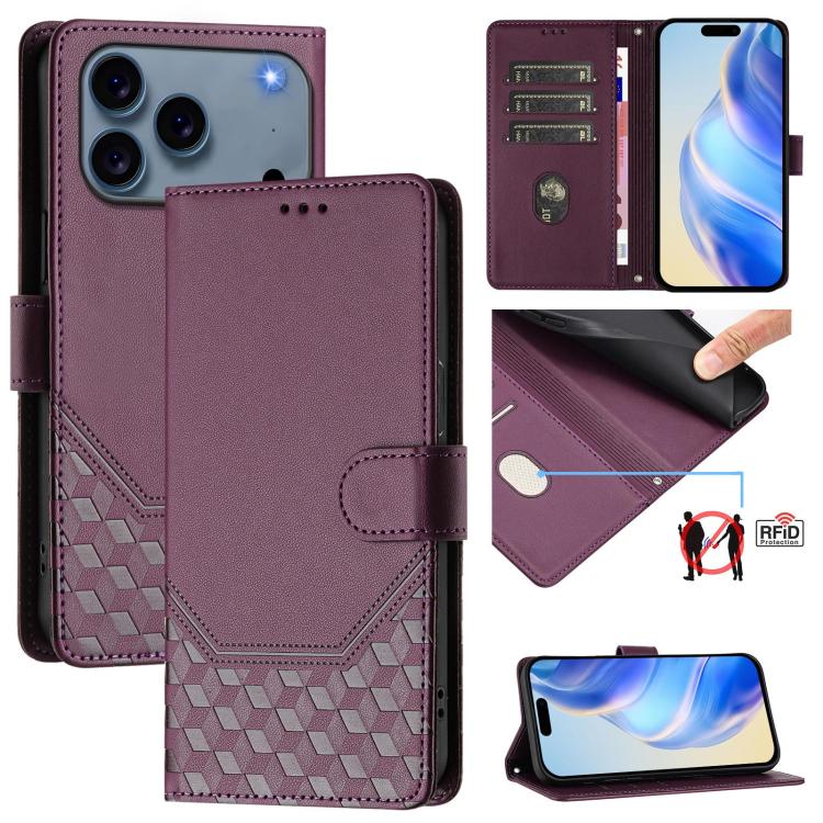 Honeycomb Embossing RFID Leather Phone Case