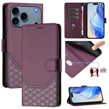 Honeycomb Embossing RFID Leather Phone Case