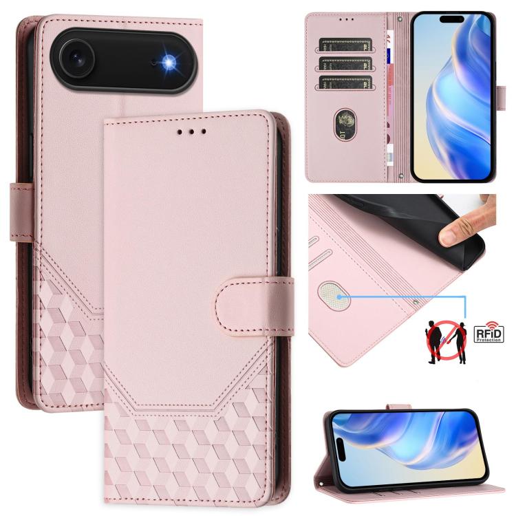 Honeycomb Embossing RFID Leather Phone Case