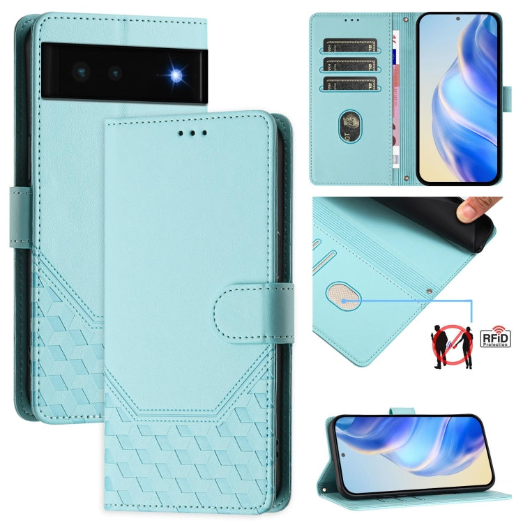 Honeycomb Embossing RFID Leather Phone Case, For Google Pixel 11 Pro XL, For Google Pixel 11 Pro / 11, For Google Pixel 10 Pro XL 5G Global, For Google Pixel 10 5G / 10 Pro 5G Global, For Google Pixel 9a, For Google Pixel 9 Pro XL                      ...
