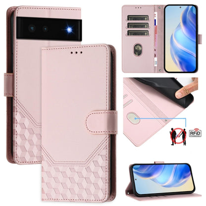 Honeycomb Embossing RFID Leather Phone Case, For Google Pixel 11 Pro XL, For Google Pixel 11 Pro / 11, For Google Pixel 10 Pro XL 5G Global, For Google Pixel 10 5G / 10 Pro 5G Global, For Google Pixel 9a, For Google Pixel 9 Pro XL                      ...