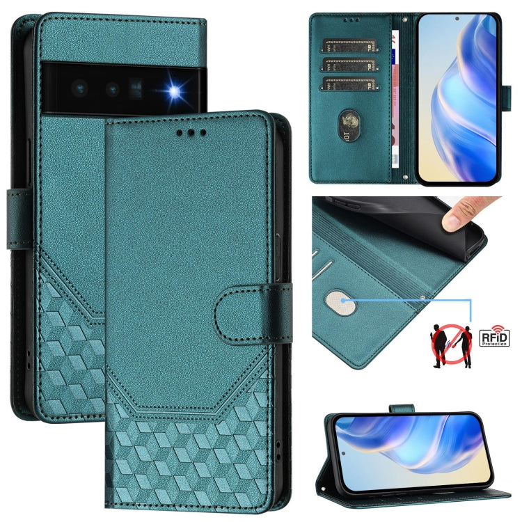 Honeycomb Embossing RFID Leather Phone Case, For Google Pixel 11 Pro XL, For Google Pixel 11 Pro / 11, For Google Pixel 10 Pro XL 5G Global, For Google Pixel 10 5G / 10 Pro 5G Global, For Google Pixel 9a, For Google Pixel 9 Pro XL                      ...