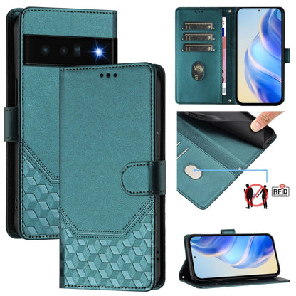 Honeycomb Embossing RFID Leather Phone Case, For Google Pixel 11 Pro XL, For Google Pixel 11 Pro / 11, For Google Pixel 10 Pro XL 5G Global, For Google Pixel 10 5G / 10 Pro 5G Global, For Google Pixel 9a, For Google Pixel 9 Pro XL                      ...