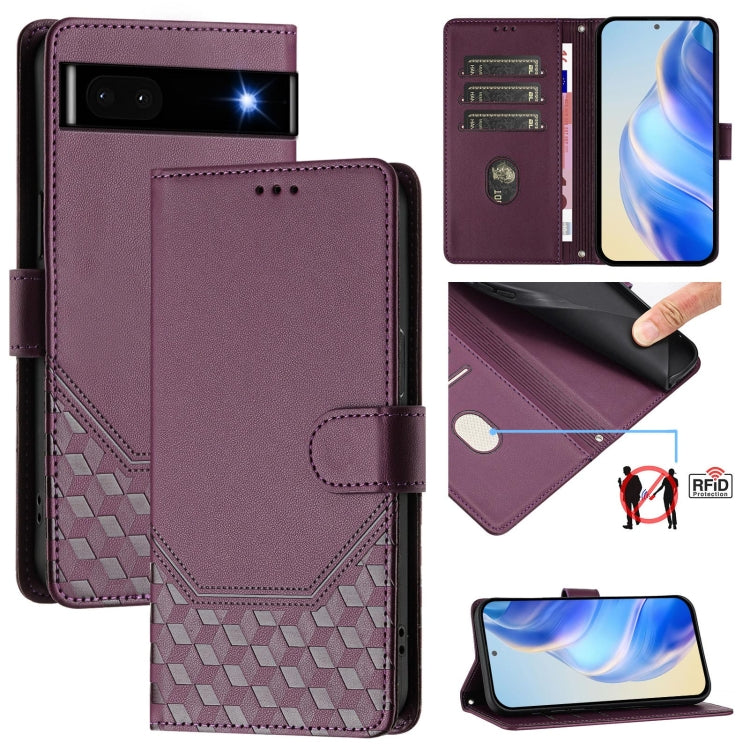 Honeycomb Embossing RFID Leather Phone Case, For Google Pixel 11 Pro XL, For Google Pixel 11 Pro / 11, For Google Pixel 10 Pro XL 5G Global, For Google Pixel 10 5G / 10 Pro 5G Global, For Google Pixel 9a, For Google Pixel 9 Pro XL                      ...