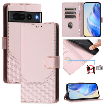 Honeycomb Embossing RFID Leather Phone Case, For Google Pixel 11 Pro XL, For Google Pixel 11 Pro / 11, For Google Pixel 10 Pro XL 5G Global, For Google Pixel 10 5G / 10 Pro 5G Global, For Google Pixel 9a, For Google Pixel 9 Pro XL                      ...