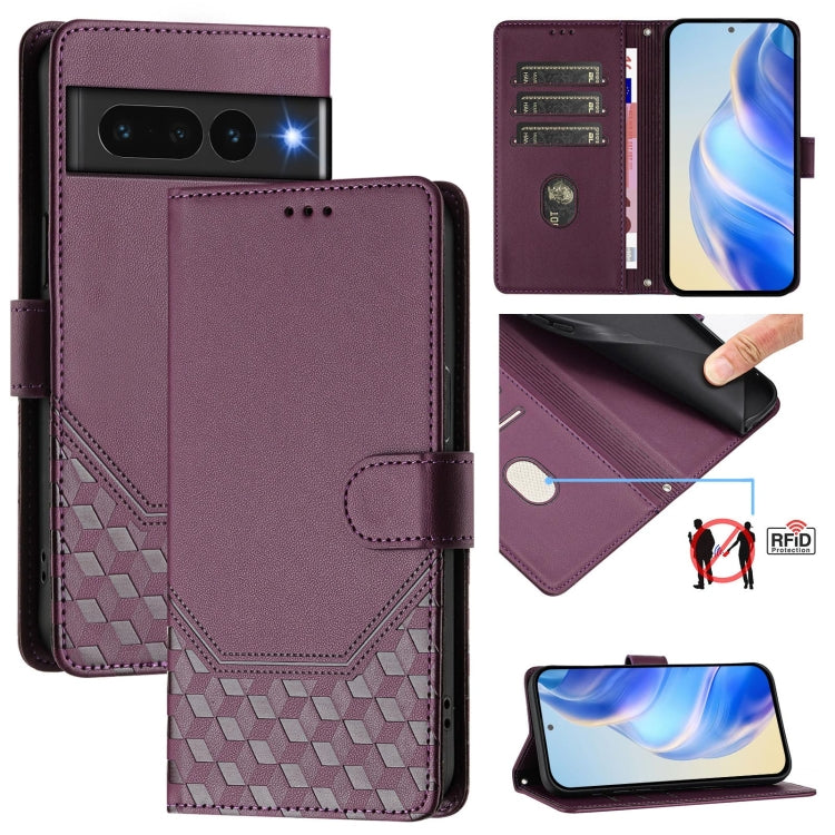 Honeycomb Embossing RFID Leather Phone Case, For Google Pixel 11 Pro XL, For Google Pixel 11 Pro / 11, For Google Pixel 10 Pro XL 5G Global, For Google Pixel 10 5G / 10 Pro 5G Global, For Google Pixel 9a, For Google Pixel 9 Pro XL                      ...