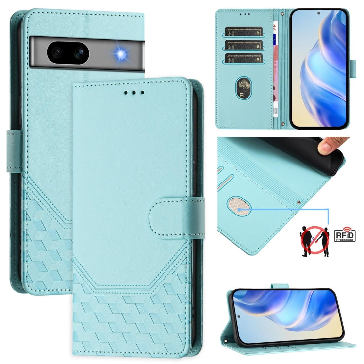 Honeycomb Embossing RFID Leather Phone Case, For Google Pixel 11 Pro XL, For Google Pixel 11 Pro / 11, For Google Pixel 10 Pro XL 5G Global, For Google Pixel 10 5G / 10 Pro 5G Global, For Google Pixel 9a, For Google Pixel 9 Pro XL                      ...