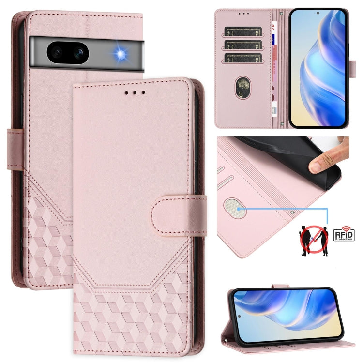 Honeycomb Embossing RFID Leather Phone Case, For Google Pixel 11 Pro XL, For Google Pixel 11 Pro / 11, For Google Pixel 10 Pro XL 5G Global, For Google Pixel 10 5G / 10 Pro 5G Global, For Google Pixel 9a, For Google Pixel 9 Pro XL                      ...