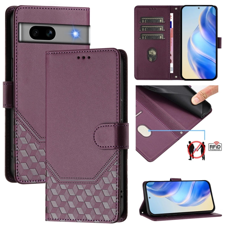 Honeycomb Embossing RFID Leather Phone Case, For Google Pixel 11 Pro XL, For Google Pixel 11 Pro / 11, For Google Pixel 10 Pro XL 5G Global, For Google Pixel 10 5G / 10 Pro 5G Global, For Google Pixel 9a, For Google Pixel 9 Pro XL                      ...