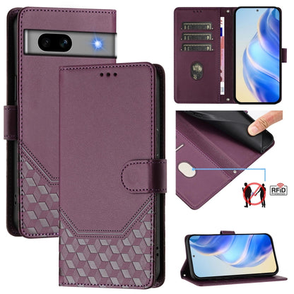 Honeycomb Embossing RFID Leather Phone Case, For Google Pixel 11 Pro XL, For Google Pixel 11 Pro / 11, For Google Pixel 10 Pro XL 5G Global, For Google Pixel 10 5G / 10 Pro 5G Global, For Google Pixel 9a, For Google Pixel 9 Pro XL                      ...