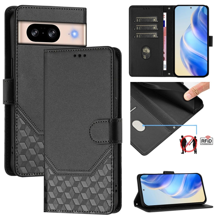 Honeycomb Embossing RFID Leather Phone Case, For Google Pixel 11 Pro XL, For Google Pixel 11 Pro / 11, For Google Pixel 10 Pro XL 5G Global, For Google Pixel 10 5G / 10 Pro 5G Global, For Google Pixel 9a, For Google Pixel 9 Pro XL                      ...