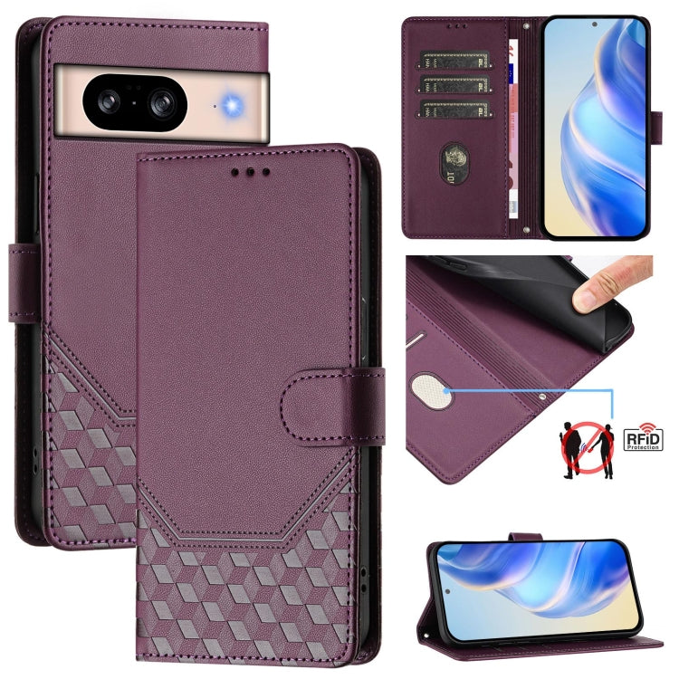 Honeycomb Embossing RFID Leather Phone Case, For Google Pixel 11 Pro XL, For Google Pixel 11 Pro / 11, For Google Pixel 10 Pro XL 5G Global, For Google Pixel 10 5G / 10 Pro 5G Global, For Google Pixel 9a, For Google Pixel 9 Pro XL                      ...