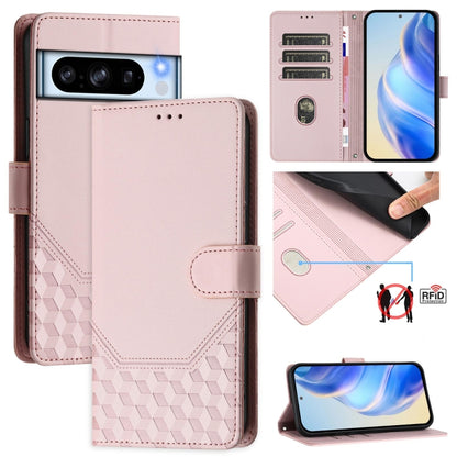 Honeycomb Embossing RFID Leather Phone Case, For Google Pixel 11 Pro XL, For Google Pixel 11 Pro / 11, For Google Pixel 10 Pro XL 5G Global, For Google Pixel 10 5G / 10 Pro 5G Global, For Google Pixel 9a, For Google Pixel 9 Pro XL                      ...