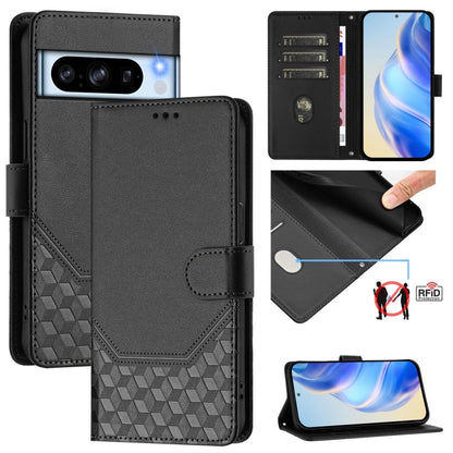 Honeycomb Embossing RFID Leather Phone Case, For Google Pixel 11 Pro XL, For Google Pixel 11 Pro / 11, For Google Pixel 10 Pro XL 5G Global, For Google Pixel 10 5G / 10 Pro 5G Global, For Google Pixel 9a, For Google Pixel 9 Pro XL                      ...