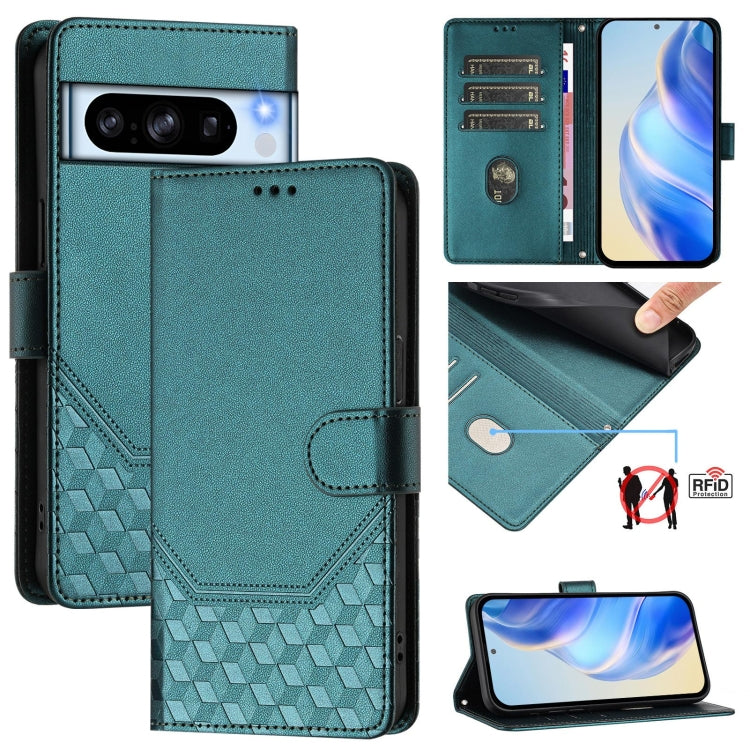 Honeycomb Embossing RFID Leather Phone Case, For Google Pixel 11 Pro XL, For Google Pixel 11 Pro / 11, For Google Pixel 10 Pro XL 5G Global, For Google Pixel 10 5G / 10 Pro 5G Global, For Google Pixel 9a, For Google Pixel 9 Pro XL                      ...