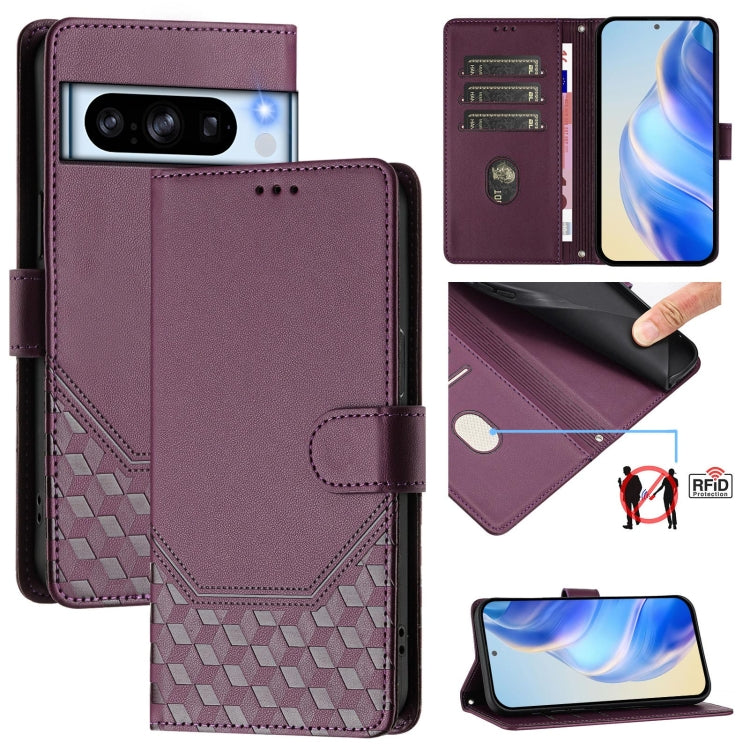 Honeycomb Embossing RFID Leather Phone Case, For Google Pixel 11 Pro XL, For Google Pixel 11 Pro / 11, For Google Pixel 10 Pro XL 5G Global, For Google Pixel 10 5G / 10 Pro 5G Global, For Google Pixel 9a, For Google Pixel 9 Pro XL                      ...