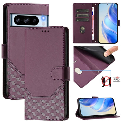 Honeycomb Embossing RFID Leather Phone Case, For Google Pixel 11 Pro XL, For Google Pixel 11 Pro / 11, For Google Pixel 10 Pro XL 5G Global, For Google Pixel 10 5G / 10 Pro 5G Global, For Google Pixel 9a, For Google Pixel 9 Pro XL                      ...