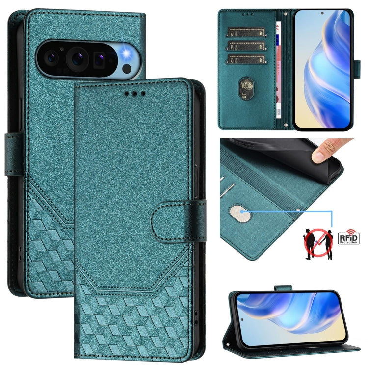 Honeycomb Embossing RFID Leather Phone Case, For Google Pixel 11 Pro XL, For Google Pixel 11 Pro / 11, For Google Pixel 10 Pro XL 5G Global, For Google Pixel 10 5G / 10 Pro 5G Global, For Google Pixel 9a, For Google Pixel 9 Pro XL                      ...