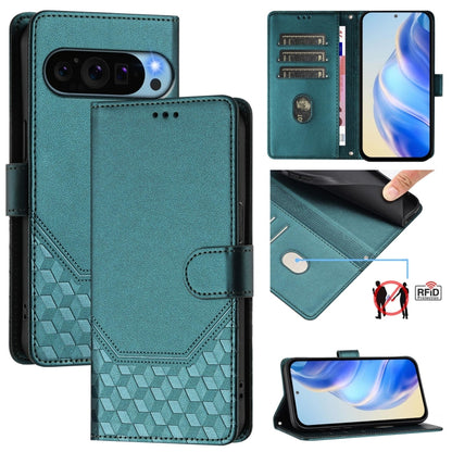 Honeycomb Embossing RFID Leather Phone Case, For Google Pixel 11 Pro XL, For Google Pixel 11 Pro / 11, For Google Pixel 10 Pro XL 5G Global, For Google Pixel 10 5G / 10 Pro 5G Global, For Google Pixel 9a, For Google Pixel 9 Pro XL                      ...