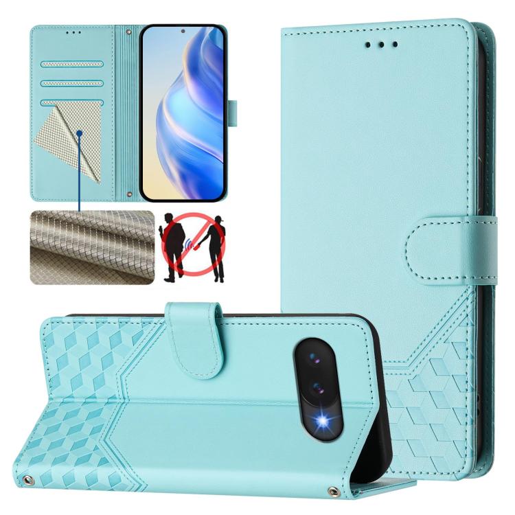 Honeycomb Embossing RFID Leather Phone Case, For Google Pixel 11 Pro XL, For Google Pixel 11 Pro / 11, For Google Pixel 10 Pro XL 5G Global, For Google Pixel 10 5G / 10 Pro 5G Global, For Google Pixel 9a, For Google Pixel 9 Pro XL                      ...