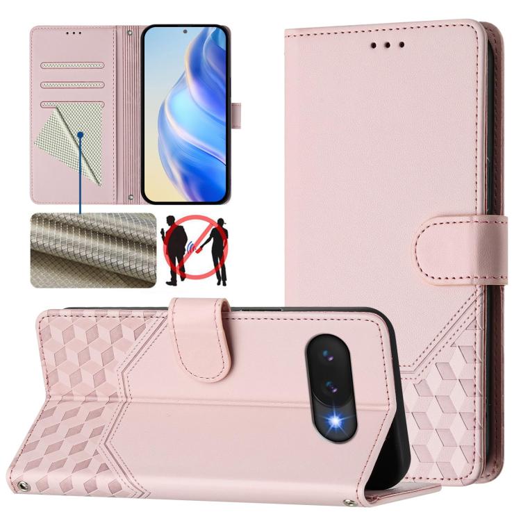 Honeycomb Embossing RFID Leather Phone Case, For Google Pixel 11 Pro XL, For Google Pixel 11 Pro / 11, For Google Pixel 10 Pro XL 5G Global, For Google Pixel 10 5G / 10 Pro 5G Global, For Google Pixel 9a, For Google Pixel 9 Pro XL                      ...